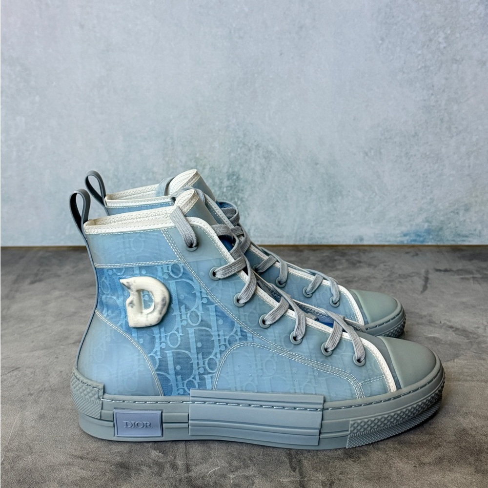 Dior B23 Daniel Arsham Oblique Light Blue Limited Edition High Top Sneakers US9
